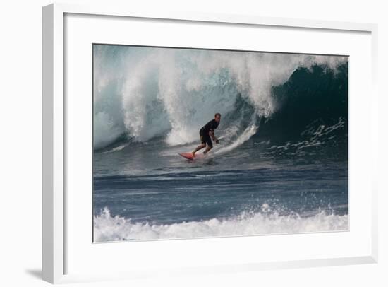 USA, Hawaii, Oahu, Surfers in Action at the Pipeline-Terry Eggers-Framed Photographic Print