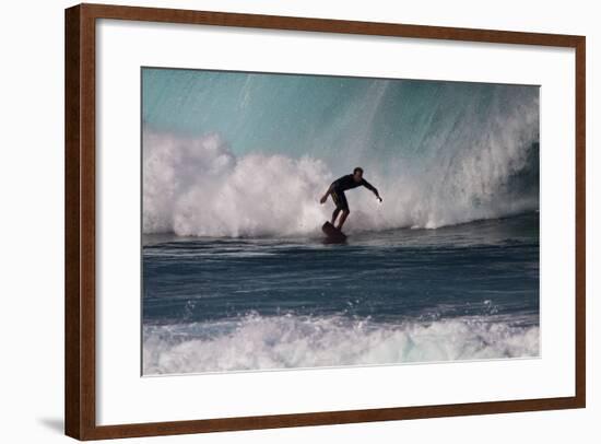 USA, Hawaii, Oahu, Surfers in Action at the Pipeline-Terry Eggers-Framed Photographic Print