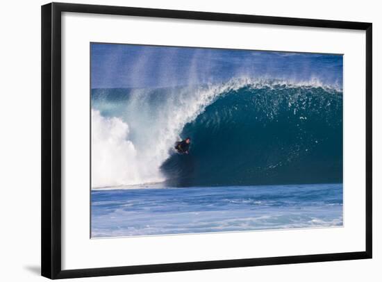 USA, Hawaii, Oahu, Surfers in Action at the Pipeline-Terry Eggers-Framed Photographic Print