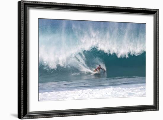 USA, Hawaii, Oahu, Surfers in Action at the Pipeline-Terry Eggers-Framed Photographic Print