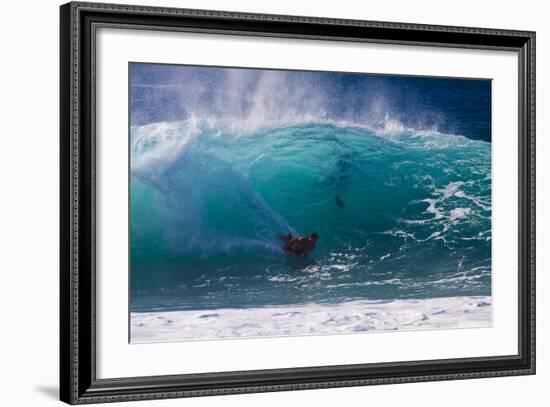 USA, Hawaii, Oahu, Surfers in Action at the Pipeline-Terry Eggers-Framed Photographic Print