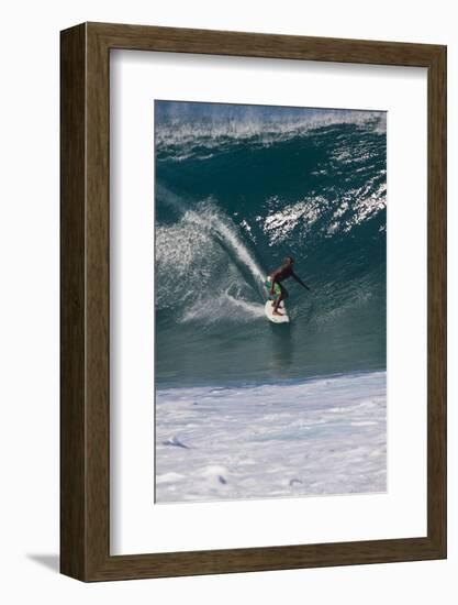 USA, Hawaii, Oahu, Surfers in Action at the Pipeline-Terry Eggers-Framed Photographic Print