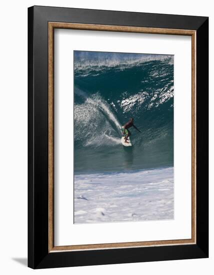 USA, Hawaii, Oahu, Surfers in Action at the Pipeline-Terry Eggers-Framed Photographic Print