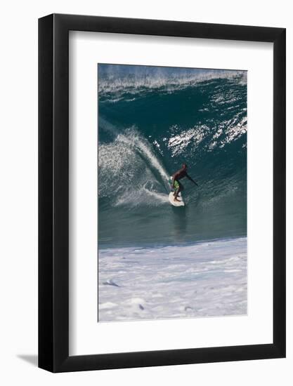 USA, Hawaii, Oahu, Surfers in Action at the Pipeline-Terry Eggers-Framed Photographic Print