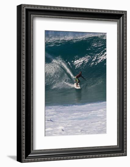 USA, Hawaii, Oahu, Surfers in Action at the Pipeline-Terry Eggers-Framed Photographic Print