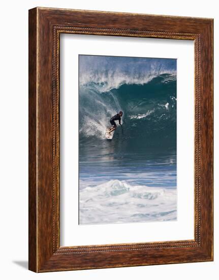 USA, Hawaii, Oahu, Surfers in Action at the Pipeline-Terry Eggers-Framed Photographic Print