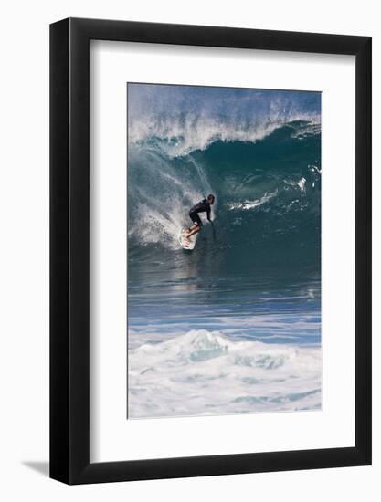 USA, Hawaii, Oahu, Surfers in Action at the Pipeline-Terry Eggers-Framed Photographic Print