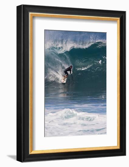 USA, Hawaii, Oahu, Surfers in Action at the Pipeline-Terry Eggers-Framed Photographic Print