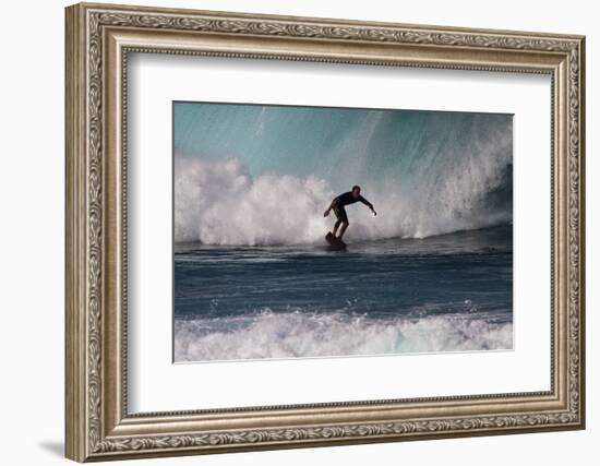 USA, Hawaii, Oahu, Surfers in Action at the Pipeline-Terry Eggers-Framed Photographic Print