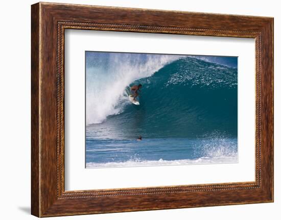 USA, Hawaii, Oahu, Surfers in Action at the Pipeline-Terry Eggers-Framed Photographic Print