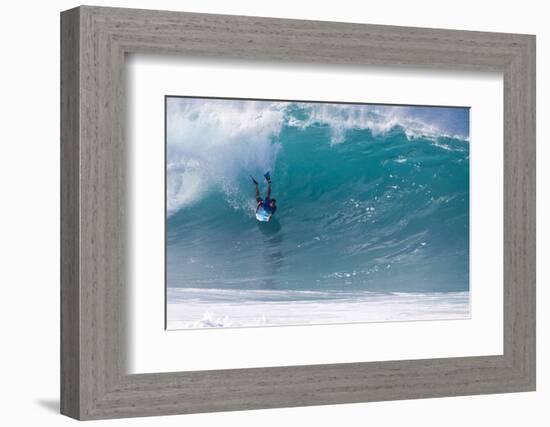 USA, Hawaii, Oahu, Surfers in Action at the Pipeline-Terry Eggers-Framed Photographic Print