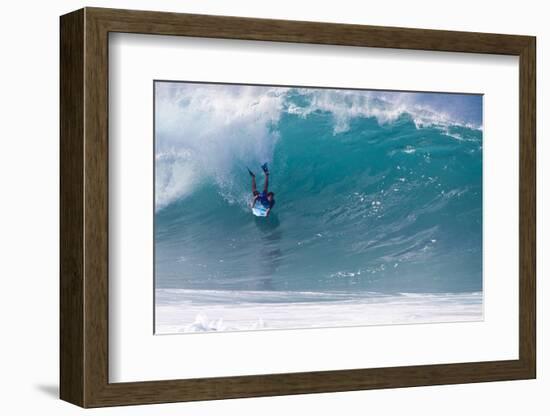 USA, Hawaii, Oahu, Surfers in Action at the Pipeline-Terry Eggers-Framed Photographic Print