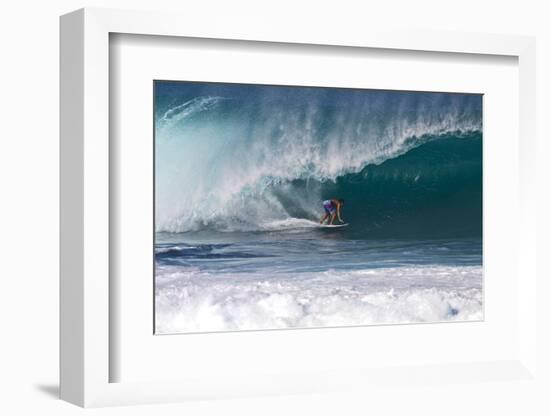 USA, Hawaii, Oahu, Surfers in Action at the Pipeline-Terry Eggers-Framed Photographic Print