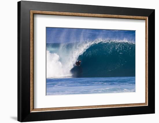 USA, Hawaii, Oahu, Surfers in Action at the Pipeline-Terry Eggers-Framed Photographic Print