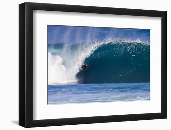 USA, Hawaii, Oahu, Surfers in Action at the Pipeline-Terry Eggers-Framed Photographic Print