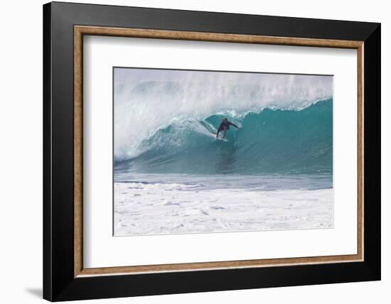 USA, Hawaii, Oahu, Surfers in Action at the Pipeline-Terry Eggers-Framed Photographic Print