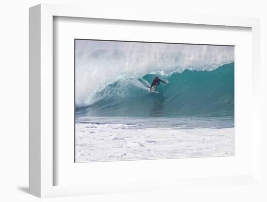 USA, Hawaii, Oahu, Surfers in Action at the Pipeline-Terry Eggers-Framed Photographic Print