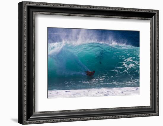 USA, Hawaii, Oahu, Surfers in Action at the Pipeline-Terry Eggers-Framed Photographic Print