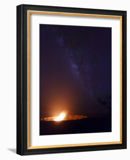 USA, Hawaii, the Big Island, Hawaii Volcanoes National Park, Halema'uma'u Crater and Milky Way-Michele Falzone-Framed Photographic Print