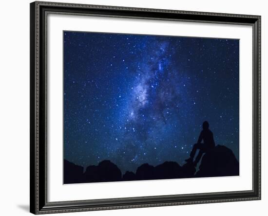 USA, Hawaii, the Big Island, Milky Way from Mauna Kea Observatory (4200m)-Michele Falzone-Framed Photographic Print