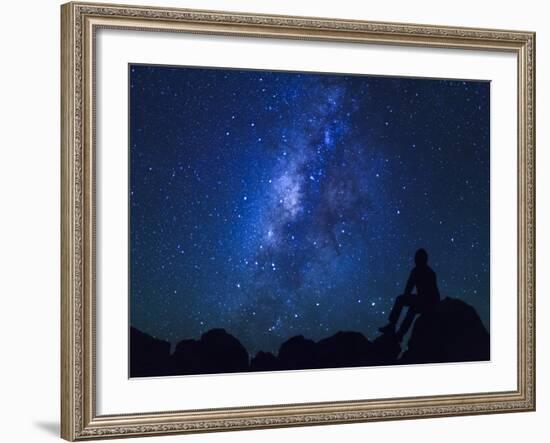 USA, Hawaii, the Big Island, Milky Way from Mauna Kea Observatory (4200m)-Michele Falzone-Framed Photographic Print