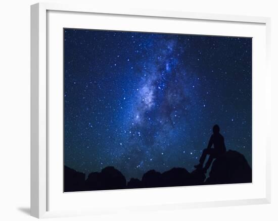 USA, Hawaii, the Big Island, Milky Way from Mauna Kea Observatory (4200m)-Michele Falzone-Framed Photographic Print