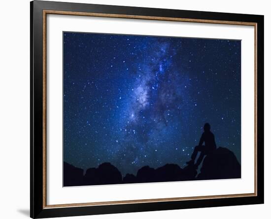 USA, Hawaii, the Big Island, Milky Way from Mauna Kea Observatory (4200m)-Michele Falzone-Framed Photographic Print