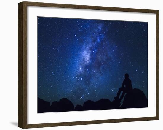 USA, Hawaii, the Big Island, Milky Way from Mauna Kea Observatory (4200m)-Michele Falzone-Framed Photographic Print