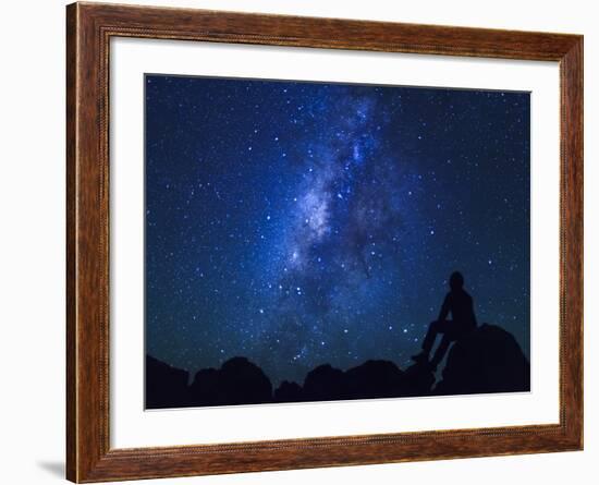 USA, Hawaii, the Big Island, Milky Way from Mauna Kea Observatory (4200m)-Michele Falzone-Framed Photographic Print