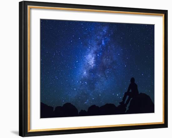 USA, Hawaii, the Big Island, Milky Way from Mauna Kea Observatory (4200m)-Michele Falzone-Framed Photographic Print