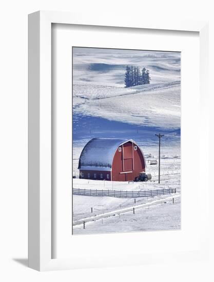 USA, Idaho, Old Red Barn in Fresh Snow-Terry Eggers-Framed Photographic Print