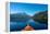 USA, Idaho, Redfish Lake. Kayak facing Sawtooth Mountains.-Janell Davidson-Framed Premier Image Canvas