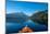 USA, Idaho, Redfish Lake. Kayak facing Sawtooth Mountains.-Janell Davidson-Mounted Photographic Print