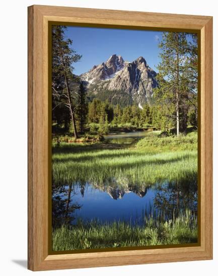 USA, Idaho, Sawtooth Wilderness, a Peak Reflecting in a Meadow Pond-Christopher Talbot Frank-Framed Premier Image Canvas