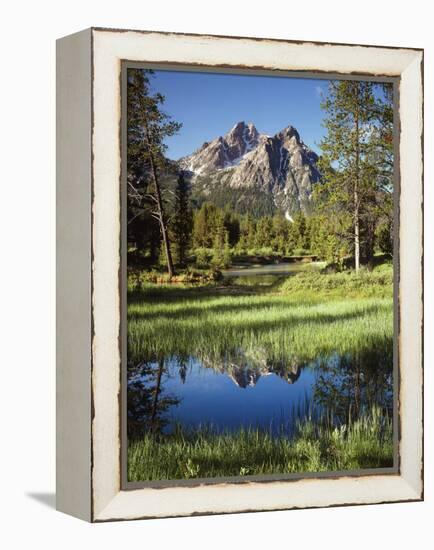 USA, Idaho, Sawtooth Wilderness, a Peak Reflecting in a Meadow Pond-Christopher Talbot Frank-Framed Premier Image Canvas