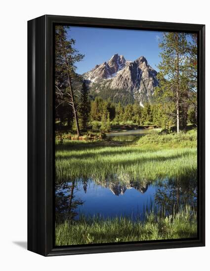USA, Idaho, Sawtooth Wilderness, a Peak Reflecting in a Meadow Pond-Christopher Talbot Frank-Framed Premier Image Canvas