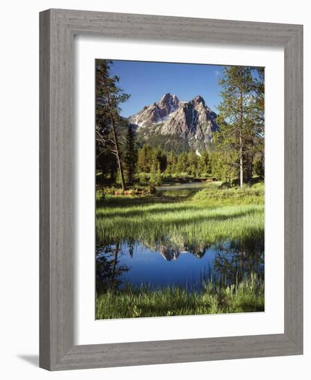 USA, Idaho, Sawtooth Wilderness, a Peak Reflecting in a Meadow Pond-Christopher Talbot Frank-Framed Photographic Print