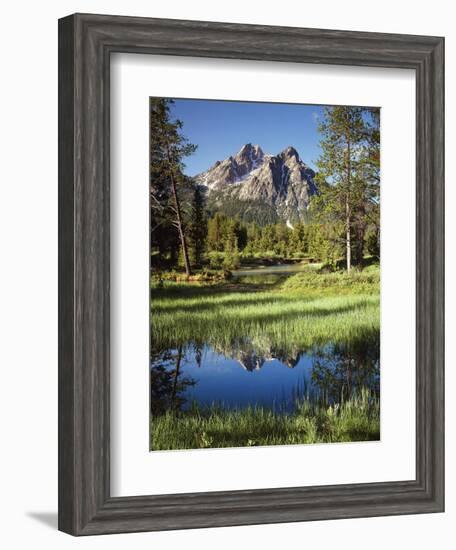 USA, Idaho, Sawtooth Wilderness, a Peak Reflecting in a Meadow Pond-Christopher Talbot Frank-Framed Photographic Print