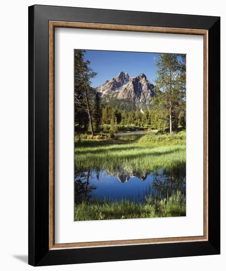 USA, Idaho, Sawtooth Wilderness, a Peak Reflecting in a Meadow Pond-Christopher Talbot Frank-Framed Photographic Print