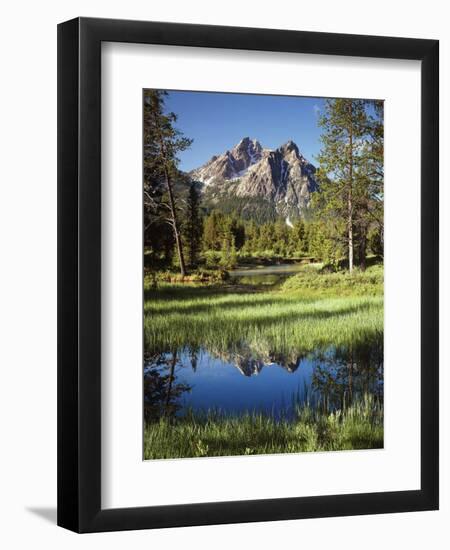 USA, Idaho, Sawtooth Wilderness, a Peak Reflecting in a Meadow Pond-Christopher Talbot Frank-Framed Photographic Print