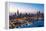 Usa, Illinois, Chicago. Aerial Dusk View of the City and Millennium Park in Winter.-Nick Ledger-Framed Premier Image Canvas