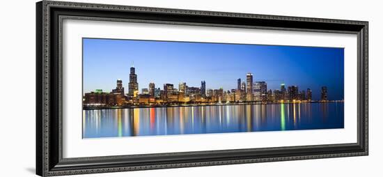 USA, Illinois, Chicago, Dusk View of the Skyline from Lake Michigan-Nick Ledger-Framed Photographic Print