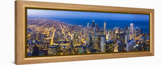 USA, Illinois, Chicago. Elevated Dusk View over the City from the Willis Tower.-Nick Ledger-Framed Premier Image Canvas