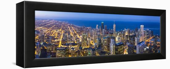 USA, Illinois, Chicago. Elevated Dusk View over the City from the Willis Tower.-Nick Ledger-Framed Premier Image Canvas