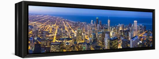 USA, Illinois, Chicago. Elevated Dusk View over the City from the Willis Tower.-Nick Ledger-Framed Premier Image Canvas