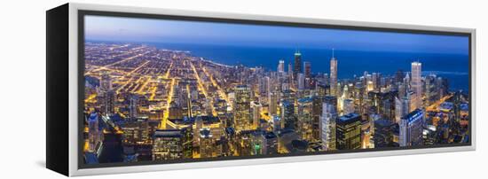 USA, Illinois, Chicago. Elevated Dusk View over the City from the Willis Tower.-Nick Ledger-Framed Premier Image Canvas