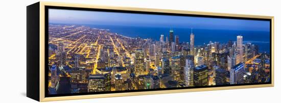 USA, Illinois, Chicago. Elevated Dusk View over the City from the Willis Tower.-Nick Ledger-Framed Premier Image Canvas