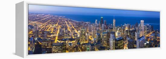 USA, Illinois, Chicago. Elevated Dusk View over the City from the Willis Tower.-Nick Ledger-Framed Premier Image Canvas