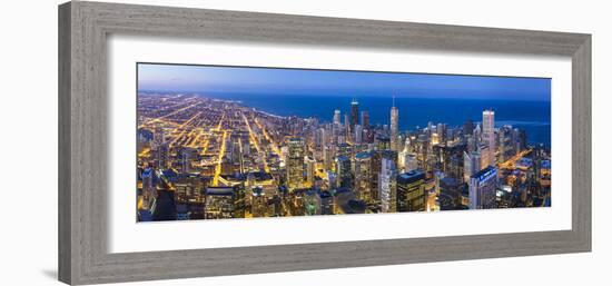 USA, Illinois, Chicago. Elevated Dusk View over the City from the Willis Tower.-Nick Ledger-Framed Photographic Print