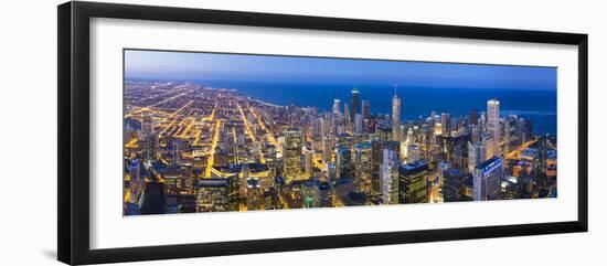 USA, Illinois, Chicago. Elevated Dusk View over the City from the Willis Tower.-Nick Ledger-Framed Photographic Print